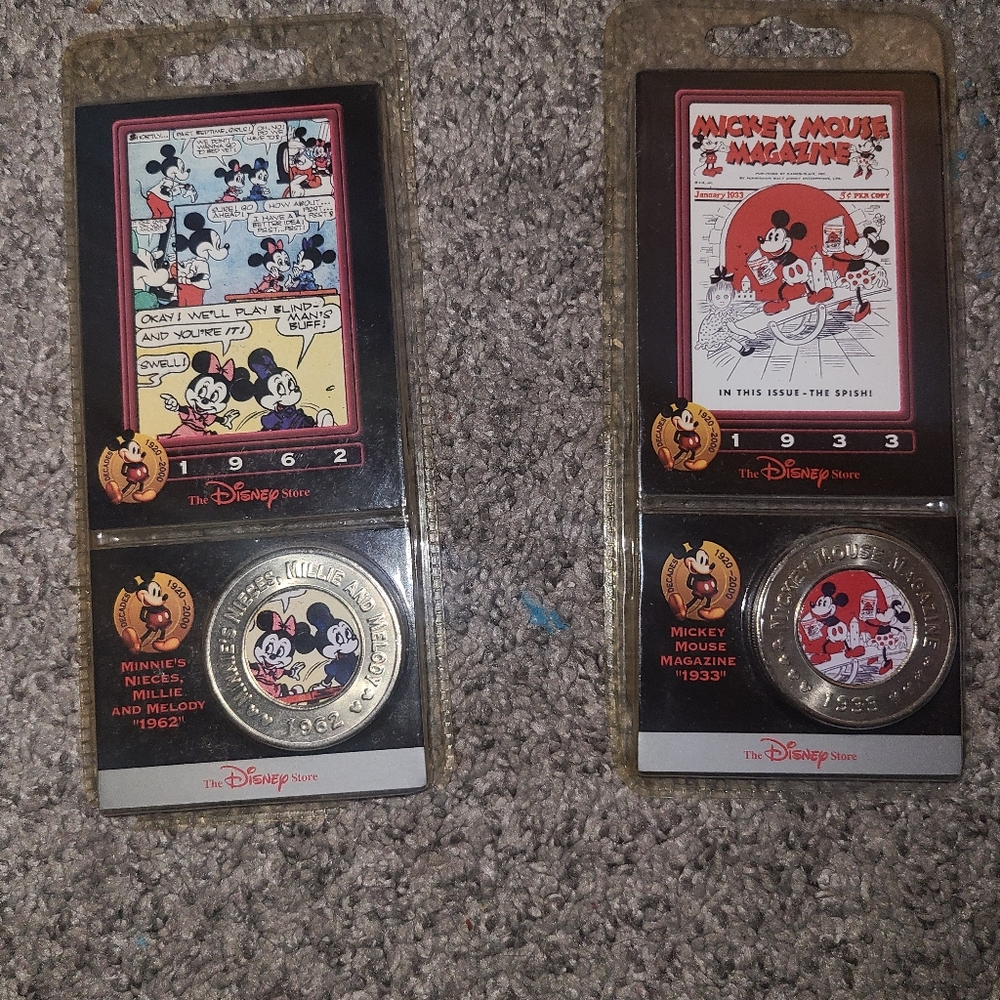 Disney Store "The Disney Decades Coins" Lot of 2